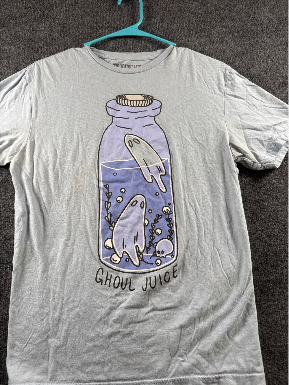 Hot Topic Ghoul Juice Ghost Jar Graphic T Shirt Mens M Gray Halloween Spooky